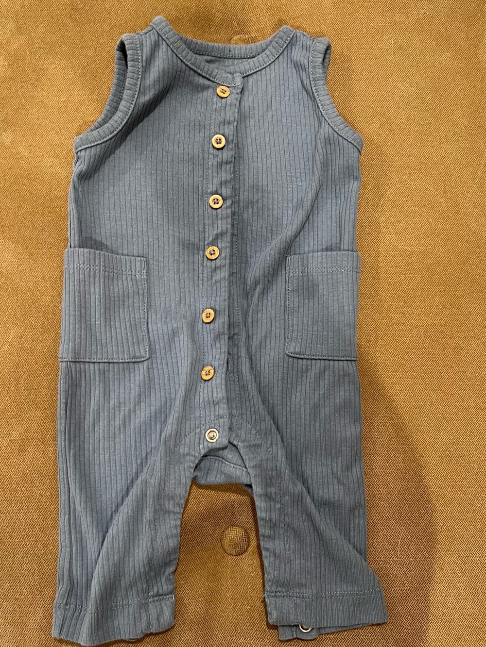 Carter's Slate Blue Ribbed Button-Front Romper